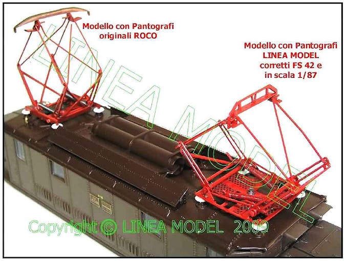 Lineamodel LM 1894M Coppia Pantografi FS42 per E626 Roco, forniti montati e verniciati