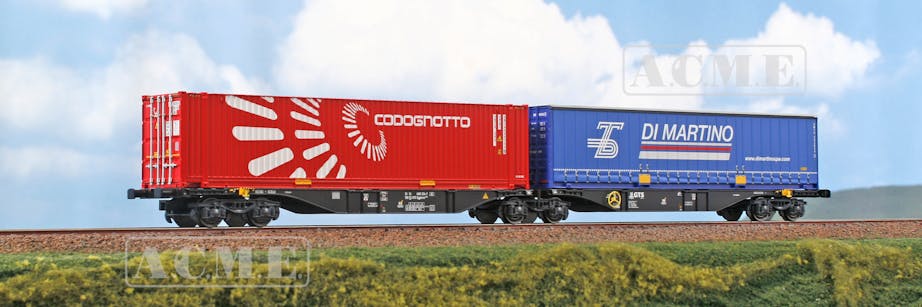 Acme 40397 GTS carro intermodale Tipo Sggmrss 90’, con una cassa mobile furgonata ''Codognotto'' e una cassa mobile telonata ''Di Martino''., ep.V-VI