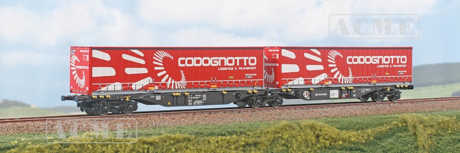 Acme 40393 PKP Cargo carro intermodale Tipo Sggmrss 90’ di nuova costruzione, con due casse mobili telonate ''Codognotto''., ep.V-VI