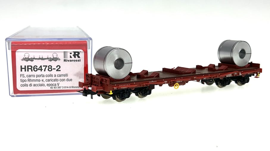 Rivarossi HR6478-2 FS carro pianale tipo Rhmms-x, caricato con grandi di bobine lamiera, ep.V