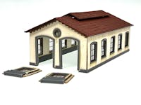 Tecnomodel 79649 FS Rimessa locomotive tipo FS a due stalli e 5 finestre - fornito montato e verniciato, scala N 1/160