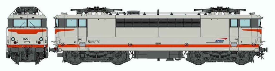 REE Modeles MB-087 SNCF locomotiva elettrica BB 9270 Béton, sigle casquette, bande Orange TGV – Dijon-Perrigny, ep.V/VI