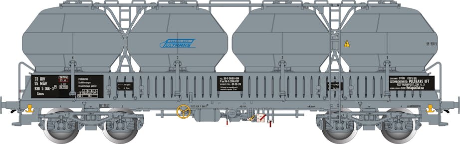 Albert Modell 930013 MÁV Carro silos per cemento Uacs, grigio, ep.V