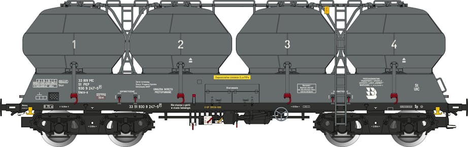 Albert Modell 900023 PKP Set di 2 carri silos per cemento Uacs-x, grigio, ep.IV