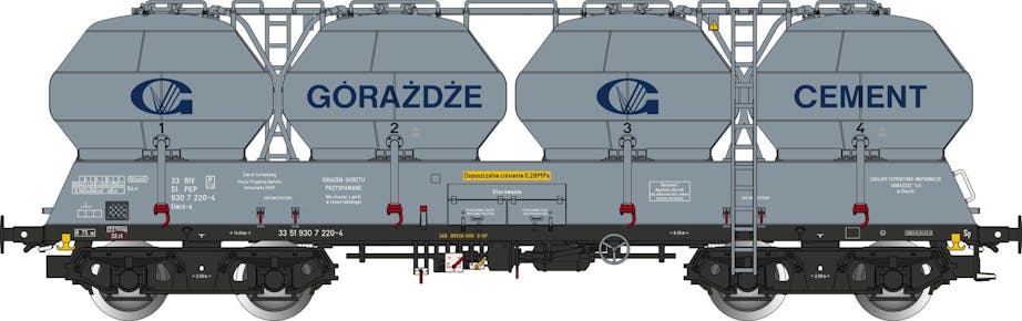 Albert Modell 900024 PKP Set di 2 carri silos per cemento Uacs-x, grigio, ep.IV