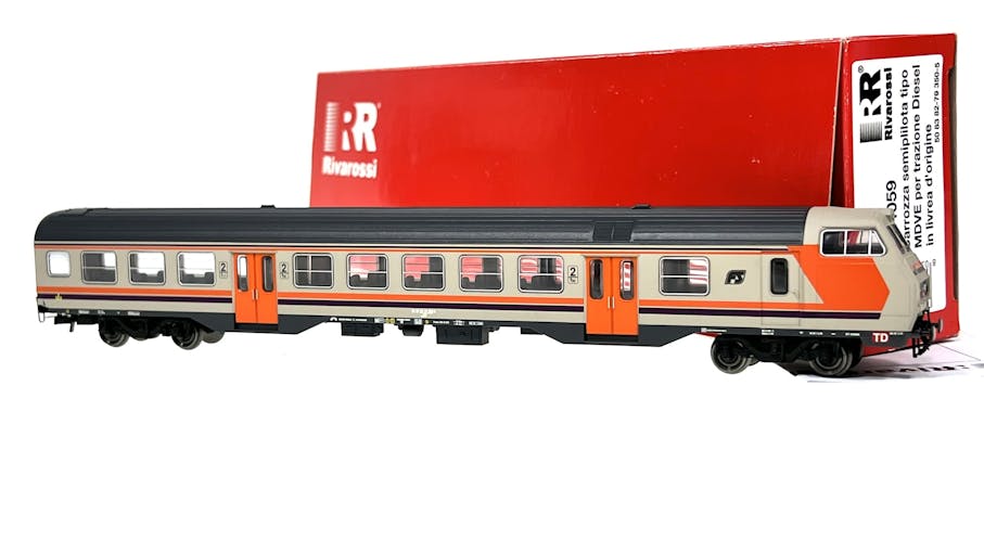 Rivarossi HR4059 FS carrozza pilota TD per treni navetta livrea di origine MDVC