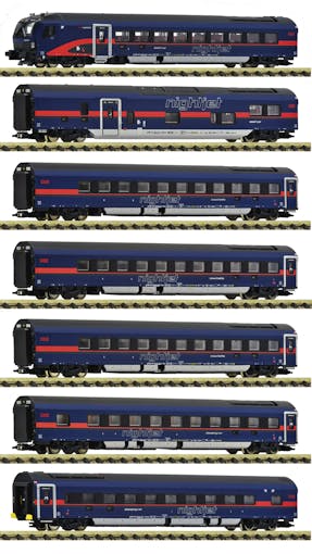Fleischmann 6260065 OBB Set di 7 carrozze Nightjet, ep.VI - Scala N 1/160