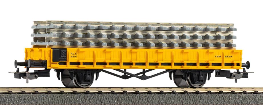 Piko 27734 FS RLF carro di servizio a sponde basse con carico di binari con traversine in calcestruzzo, ep.IV