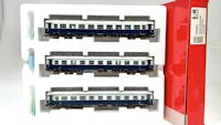 Rivarossi HR4021 FS set 3 carrozze Treno azzurro una di 1 cl + una di 2 cl + una mista 1e2 cl., ep.III