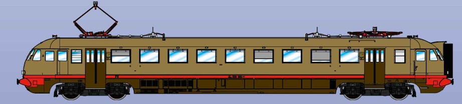 Os.kar 2075DS FS Elettromotrice ALe 540.022 di seconda serie costruzione Ocren-Pozzuoli nella livrea castano Isabella rosso, ep.V - DCC Sound